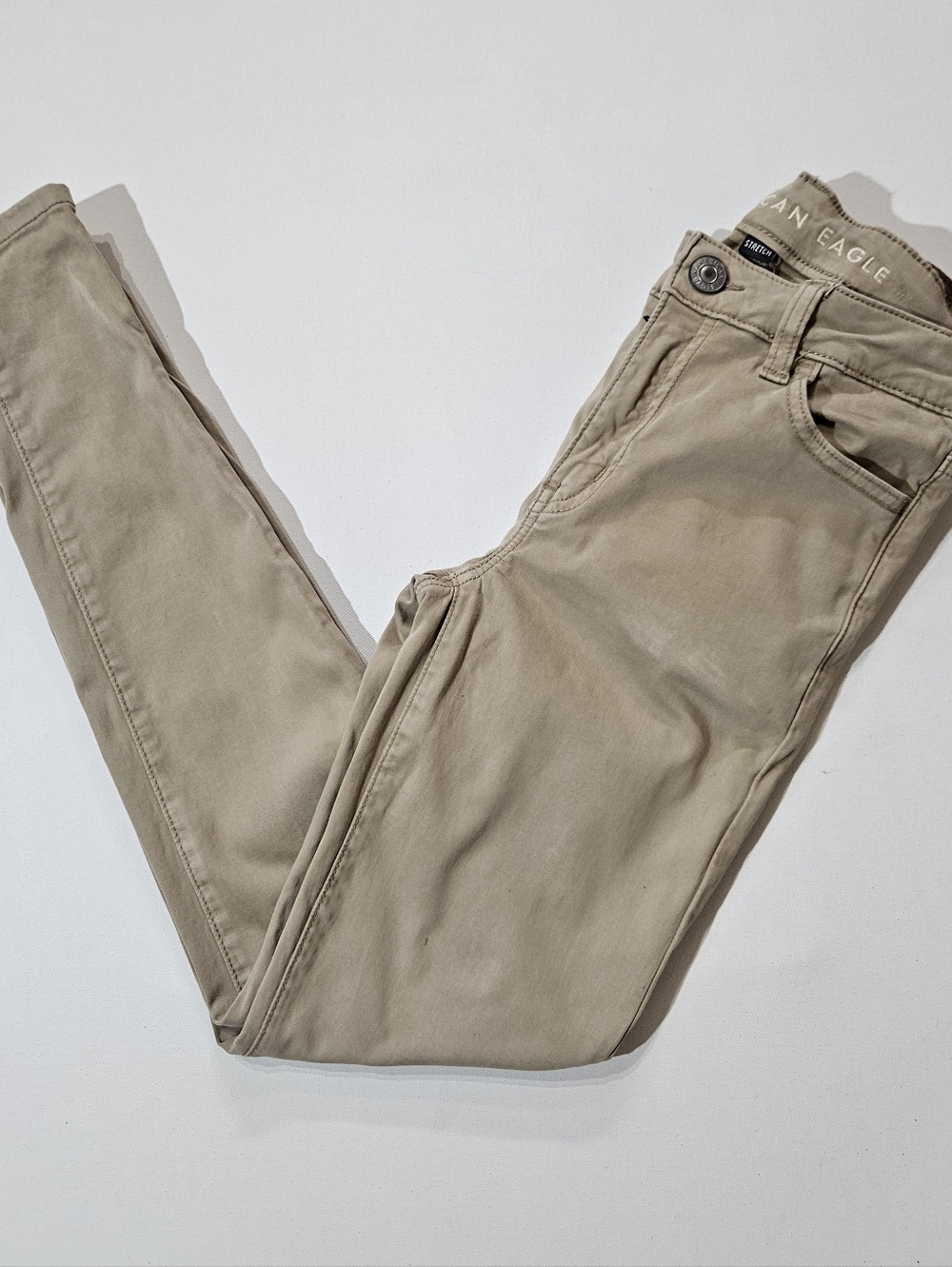 American Eagle High Rise Stretch Jeggings Womens Size 0 Tan Khaki Minimalist